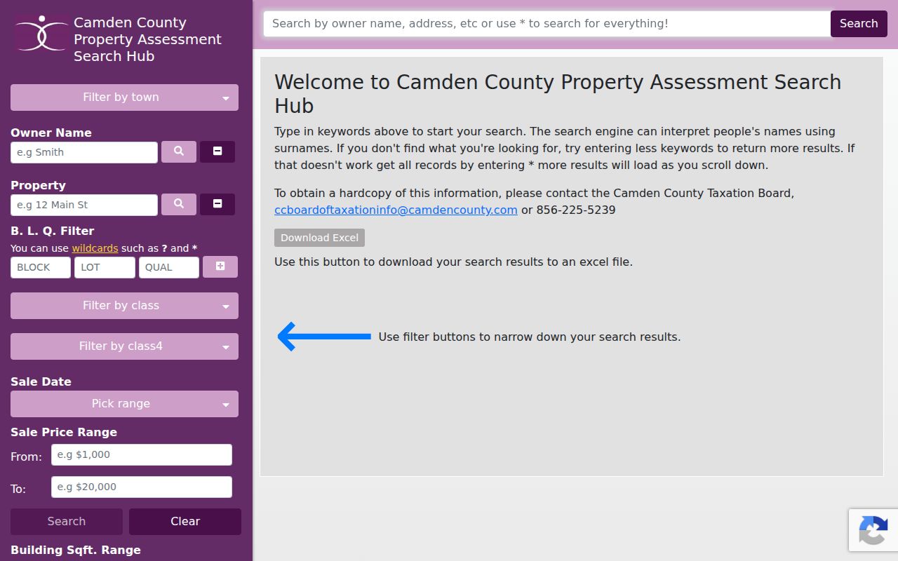 Winslow Township residents directory assessment search fields
